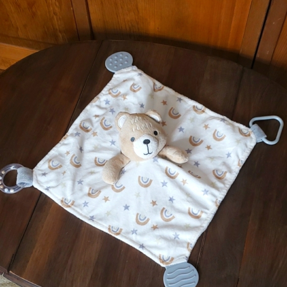 Baby Kiss NWOT Teddy Bear Neutral Plush Lovey Snuggle Blanket Teethers